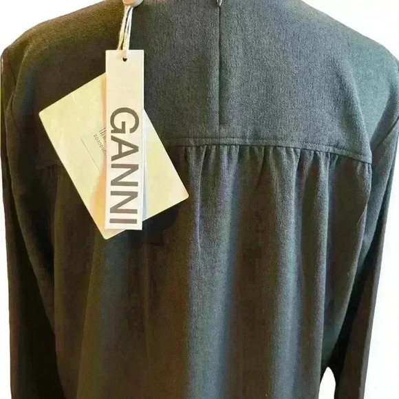 Ganni Dress Women's Size Large Clark Mini In Black - Picture 3 of 5